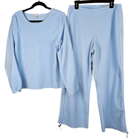 Tommy Hilfiger Sleepwear Loungewear Set Large Blue Fleece Top and Pants - Picture 1 of 10